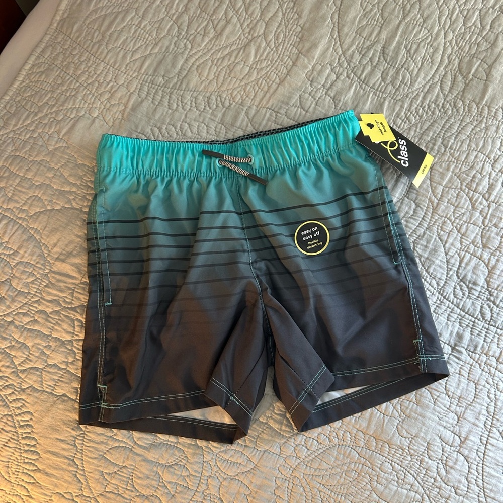 Globe Kids Swim Trunks - Teal and Gray